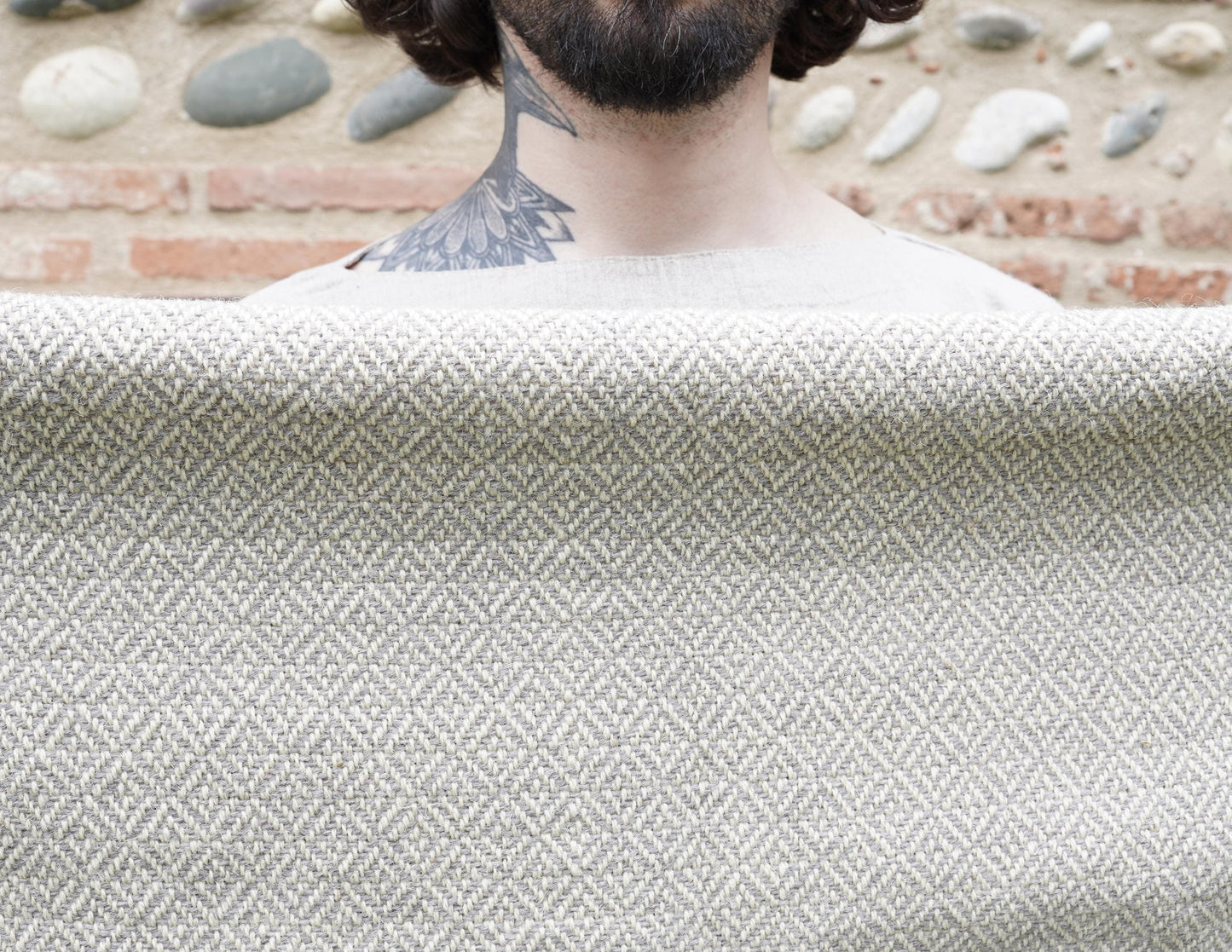 Handwoven Wool Cape: Diamond & Herringbone Twill, Viking Celtic Cloak