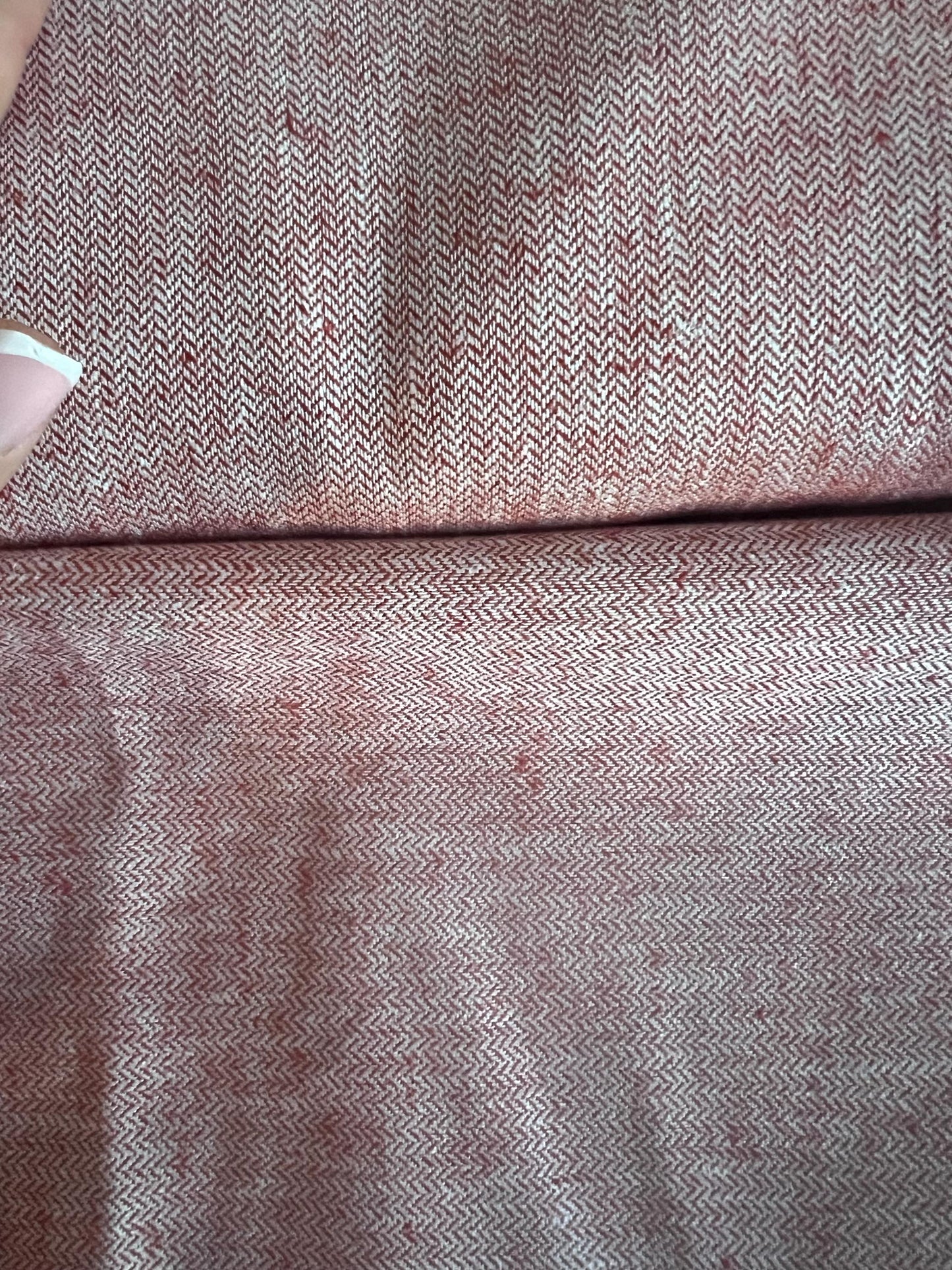 RED LINEN HERRINGBONE I Small dimensions fine pure linen Fabric for Historical Reenactment Costumes
