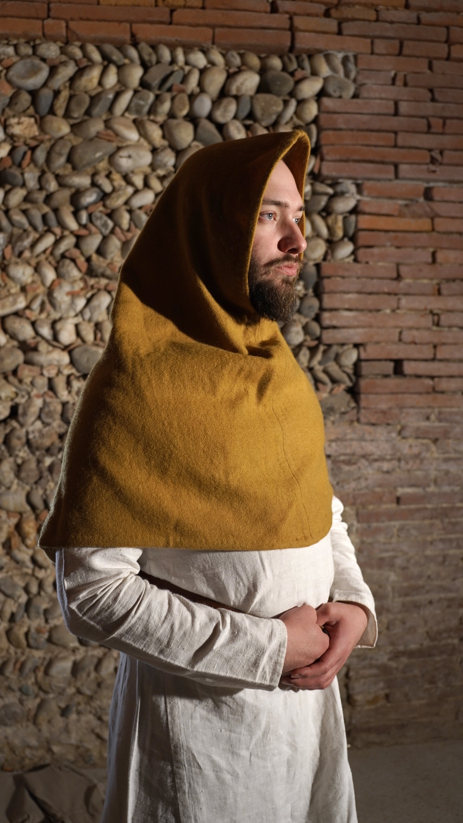 Man dressed in Roman Hood