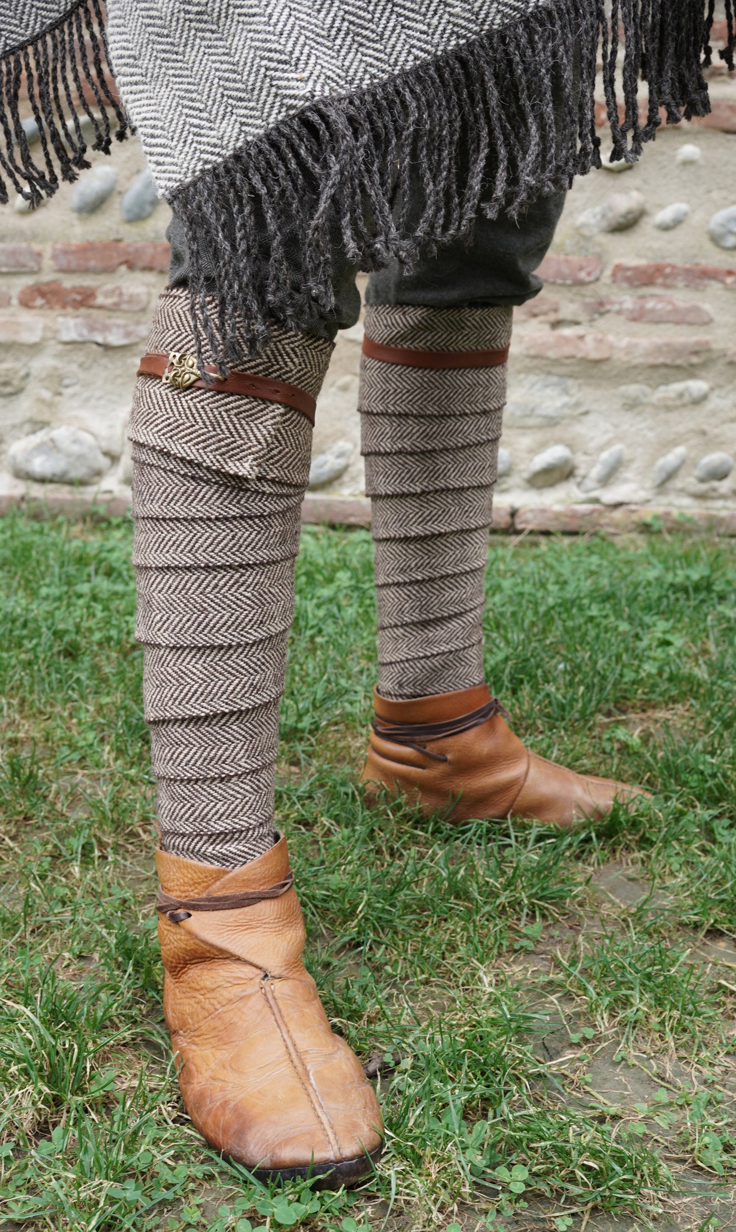 Handwoven Herringbone Twill Cloak dressed with legwraps