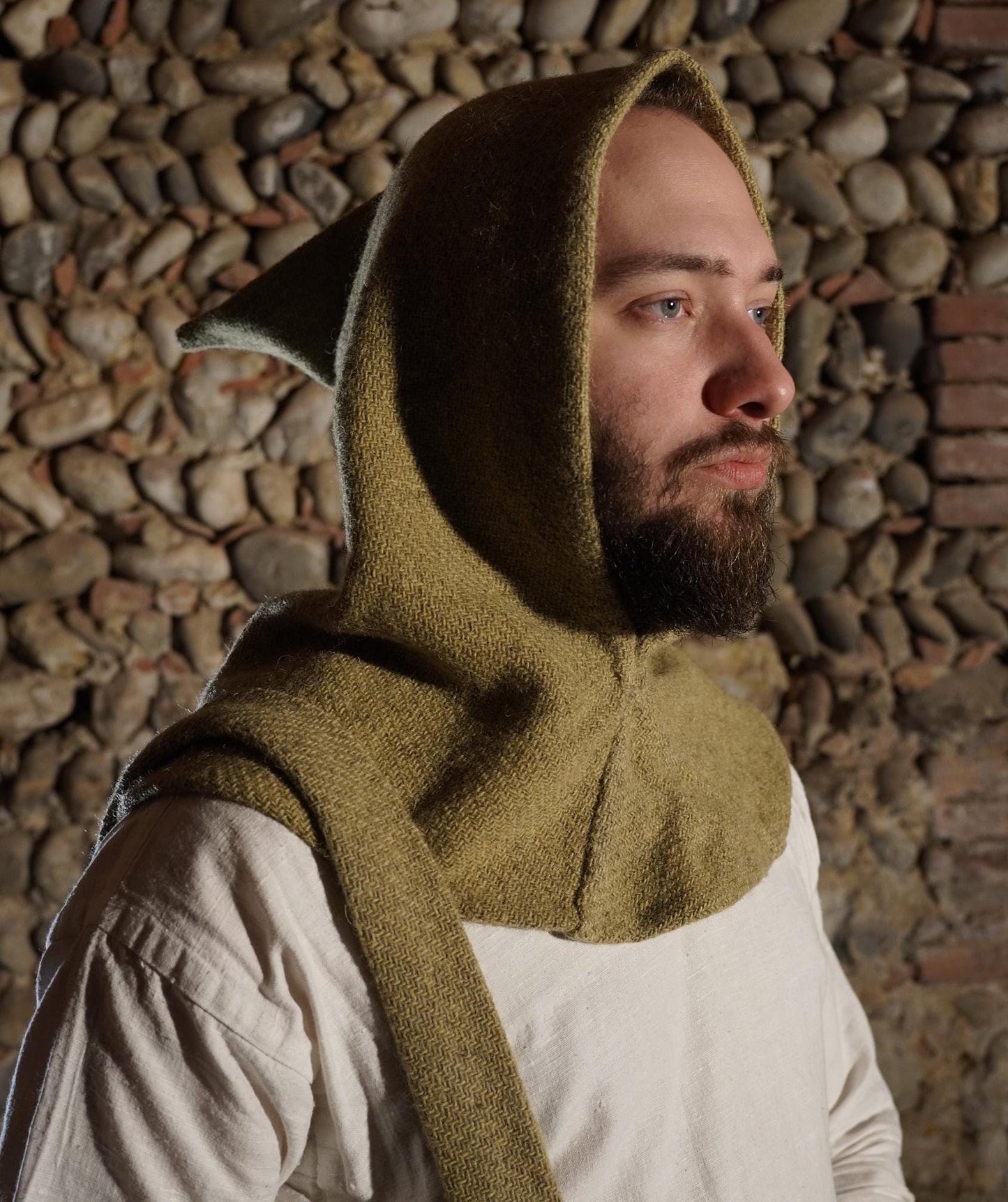 Handwoven Wool Viking Hood Set, Natural Dyed Haithabu Outfit