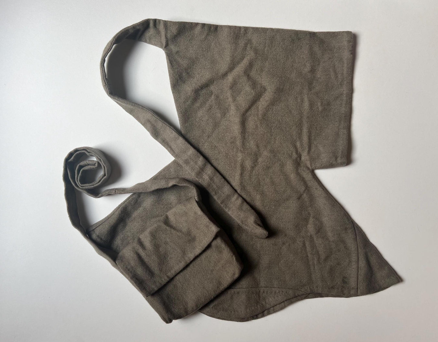 Handsewn 14th Century Wool Hood with Bag, Medieval Accessory