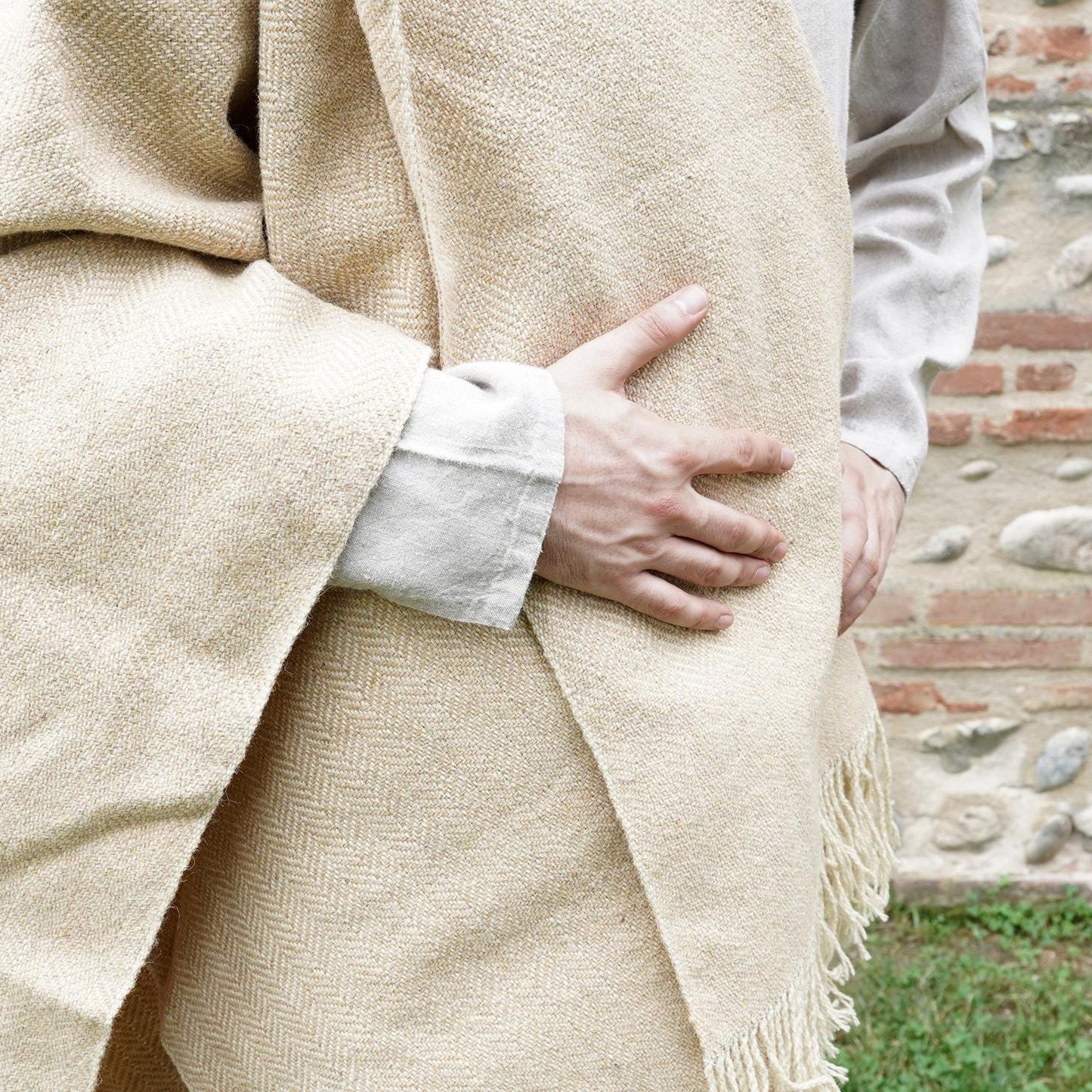 Handwoven Wool Cape: Diamond & Herringbone Twill, Viking Celtic Cloak