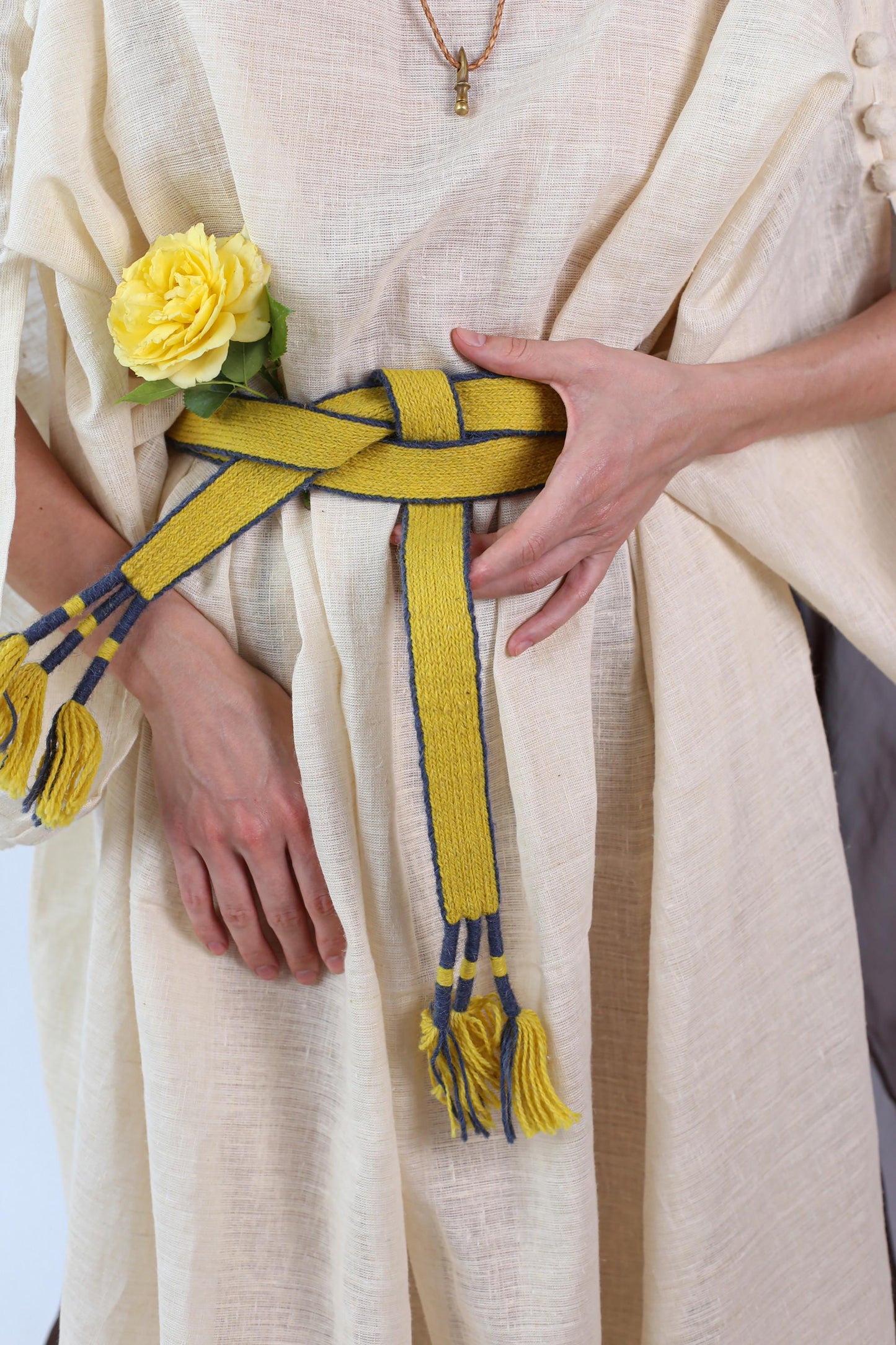 Handwoven Woolen Belt, Roman Costume Accessory