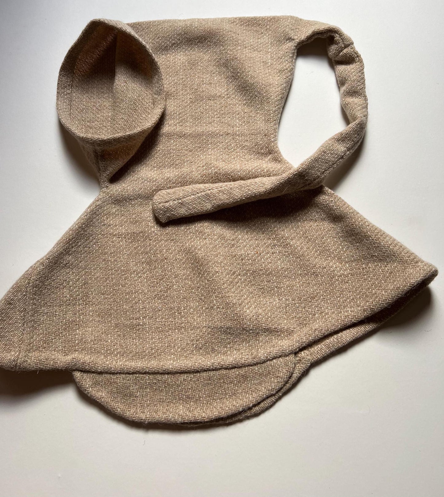 Handsewn 14th Century Wool Hood with Bag, Medieval Accessory