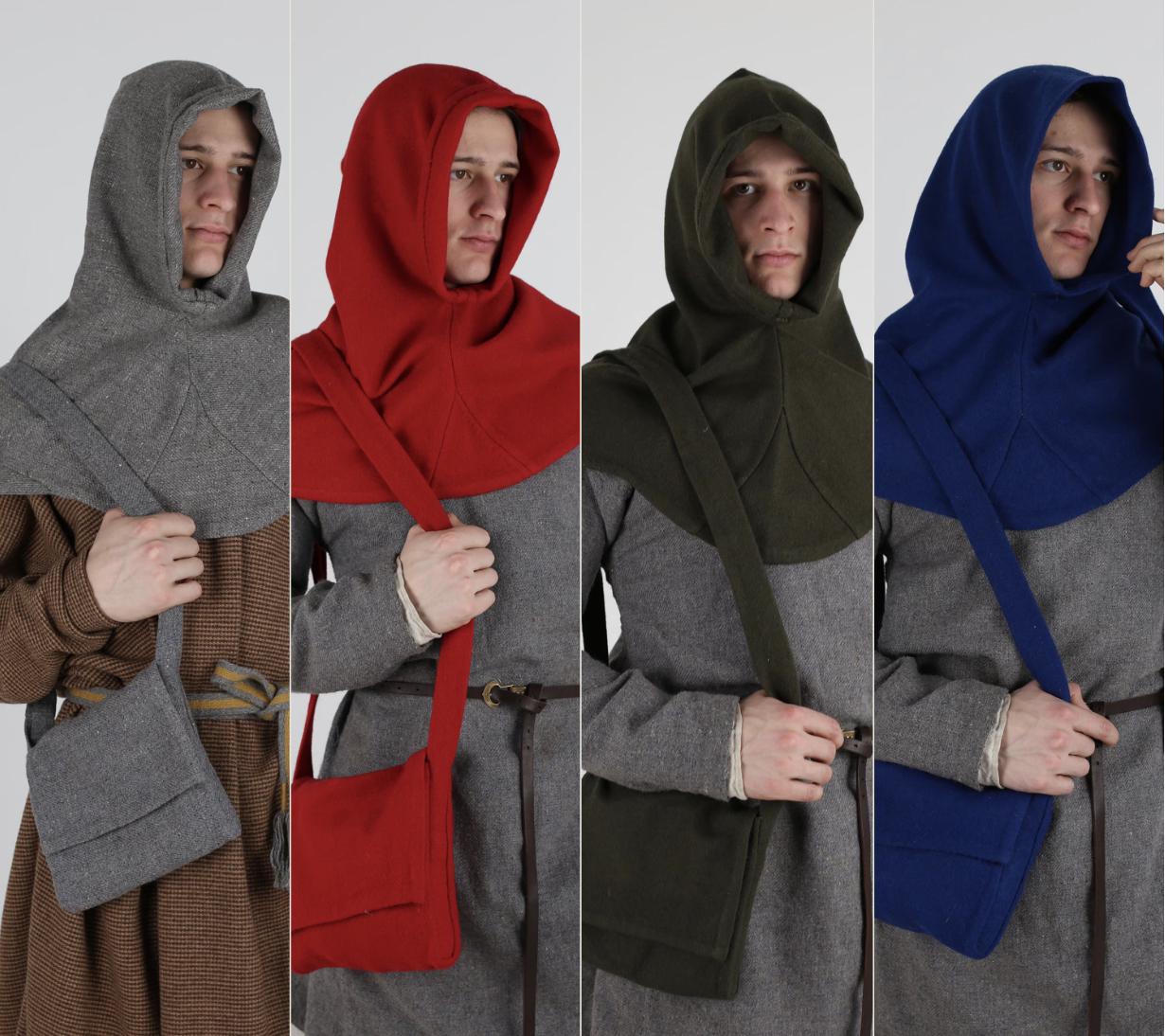 GREENLAND MEDIEVAL HOOD I Hand-sewn, handwoven, plant-dyed Viking costumes, historical reenactment, fantasy, larp, sca, 14th - 15th century