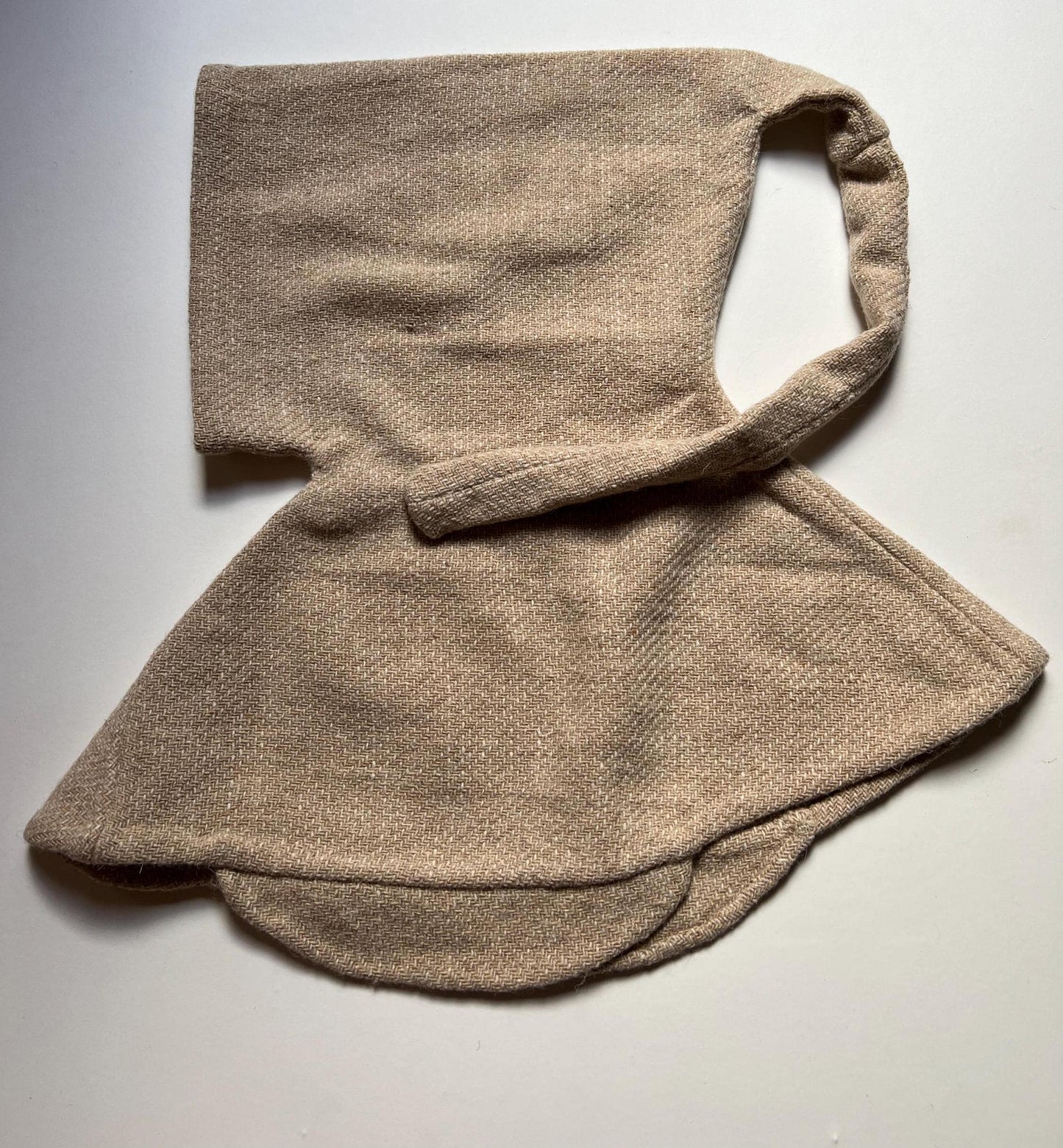 Handsewn 14th Century Wool Hood with Bag, Medieval Accessory