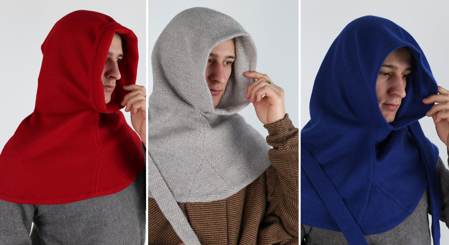 GREENLAND MEDIEVAL HOOD I Hand-sewn, handwoven, plant-dyed Viking costumes, historical reenactment, fantasy, larp, sca, 14th - 15th century
