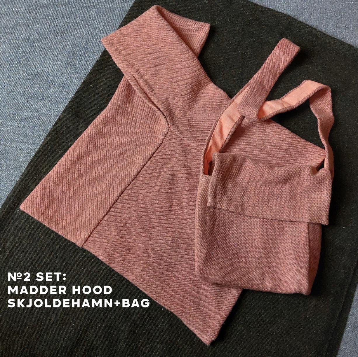 Handwoven Viking Wool Hood and Bag, Skjoldehamn Outfit