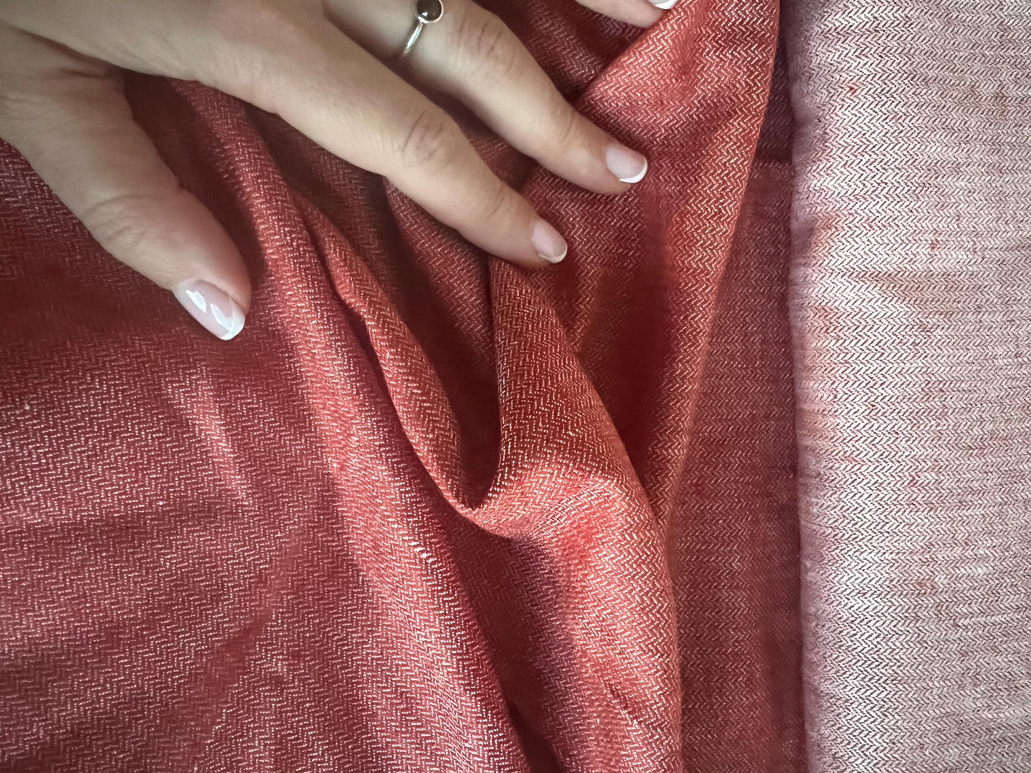 RED LINEN HERRINGBONE I Small dimensions fine pure linen Fabric for Historical Reenactment Costumes