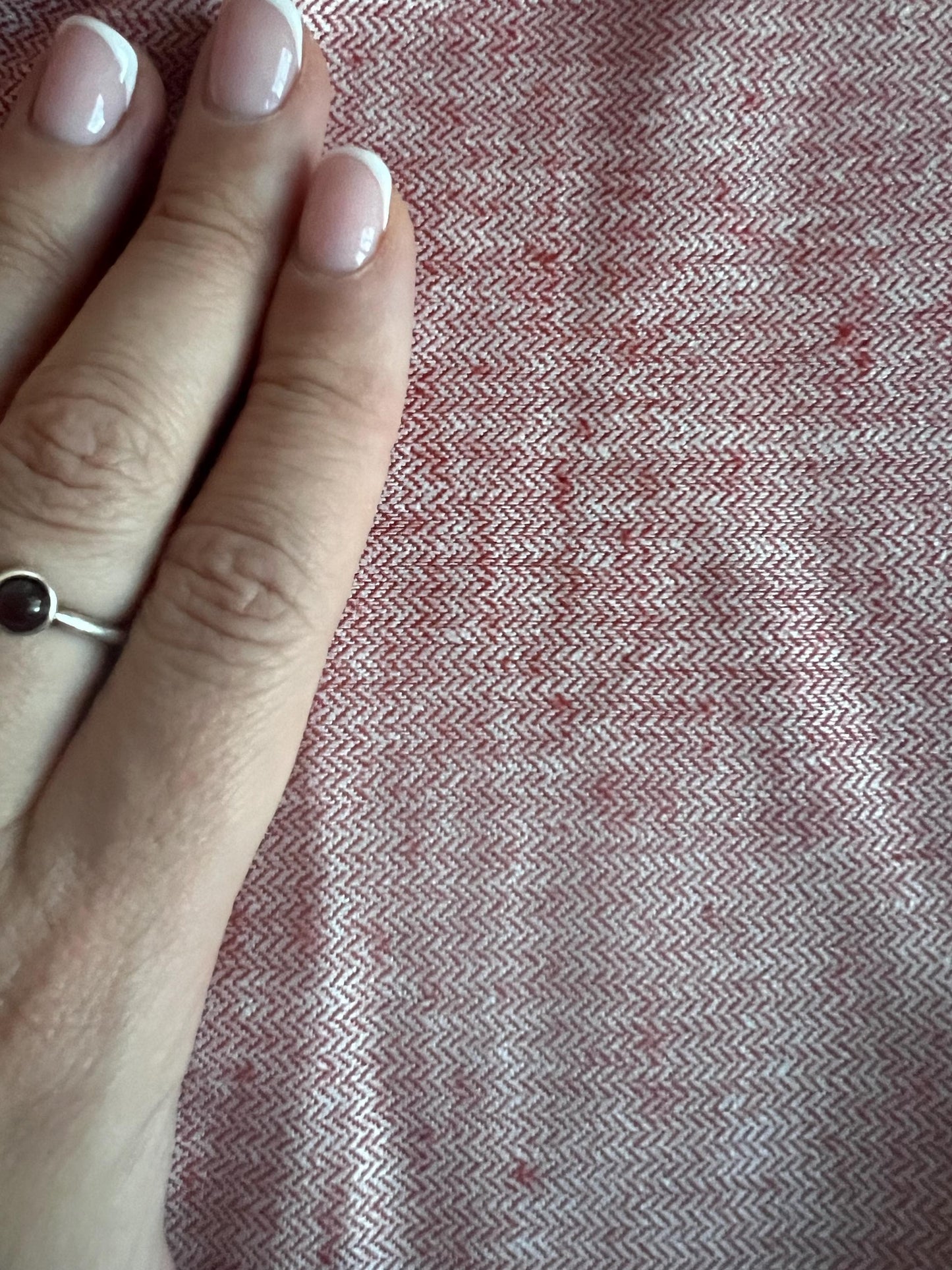 RED LINEN HERRINGBONE I Small dimensions fine pure linen Fabric for Historical Reenactment Costumes