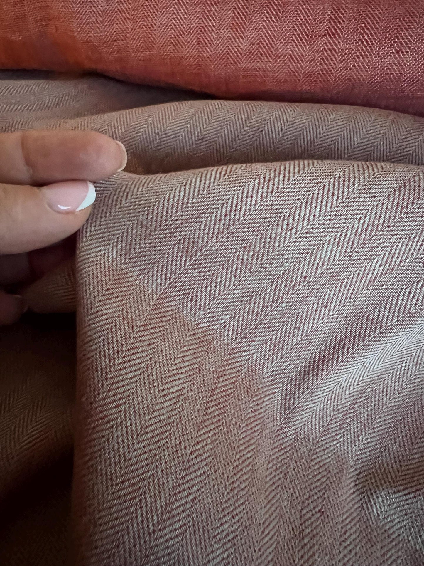 CORAL LINEN HERRINGBONE I Big dimensions fine pure linen Fabric for Historical Reenactment Costumes