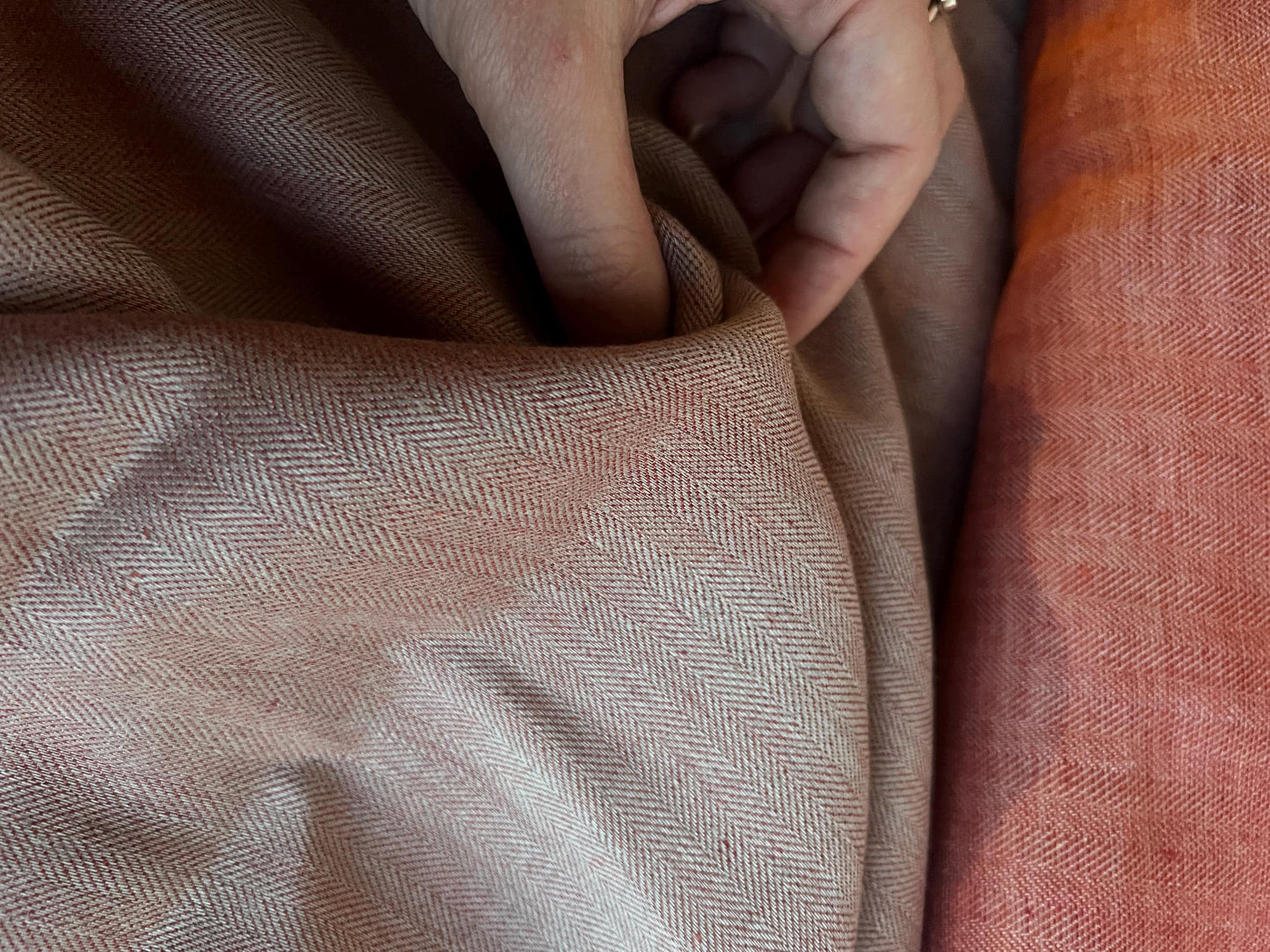 CORAL LINEN HERRINGBONE I Big dimensions fine pure linen Fabric for Historical Reenactment Costumes