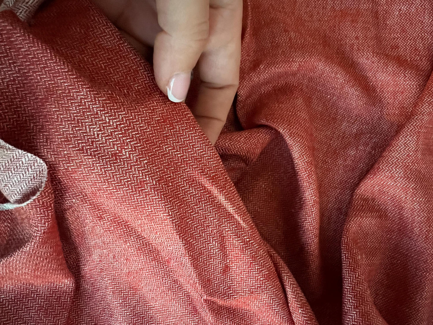 RED LINEN HERRINGBONE I Small dimensions fine pure linen Fabric for Historical Reenactment Costumes