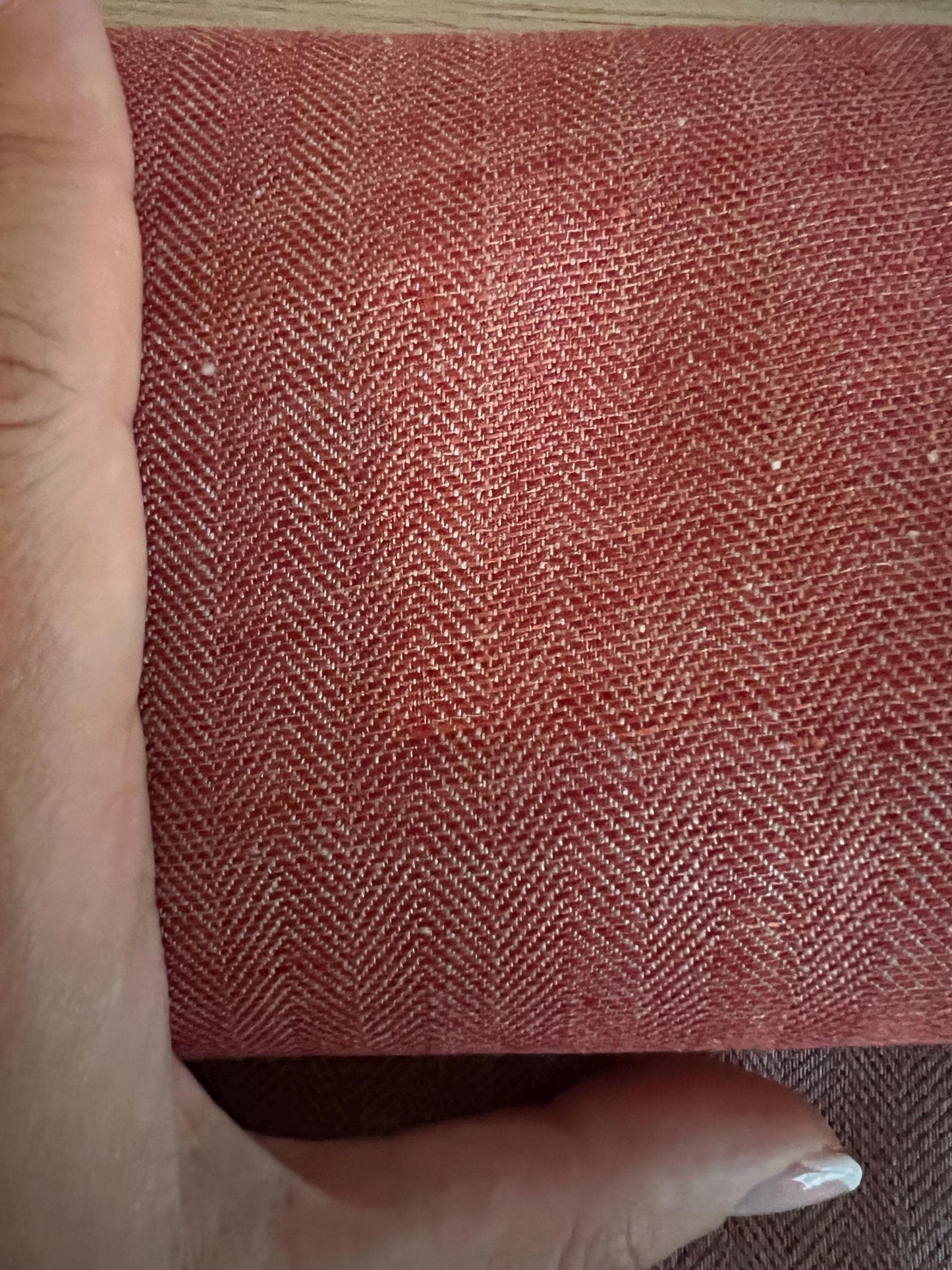 CORAL LINEN HERRINGBONE I Big dimensions fine pure linen Fabric for Historical Reenactment Costumes