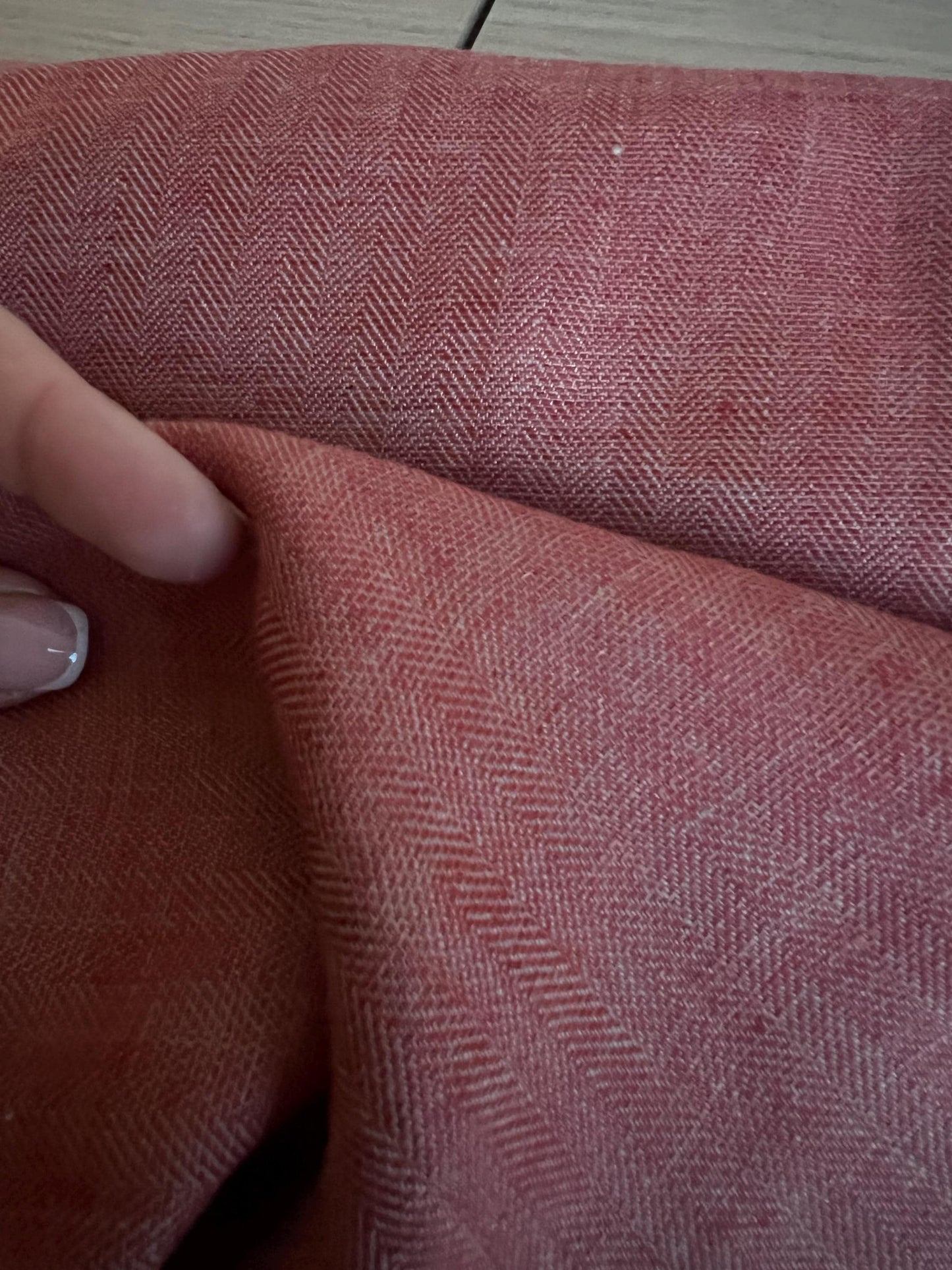 CORAL LINEN HERRINGBONE I Big dimensions fine pure linen Fabric for Historical Reenactment Costumes